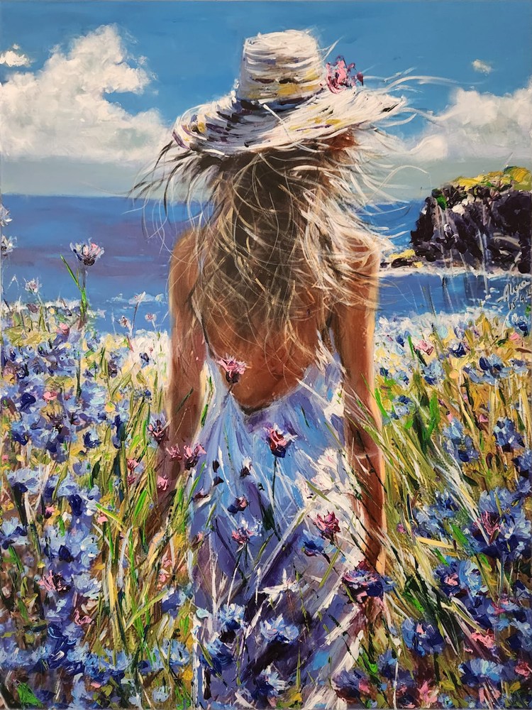 ArteDiAlina.com painting: Into the field of bluebells